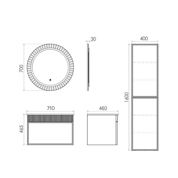 Тумба подвесная с раковиной Comforty Мадрид 700x460x465 серый шёлк (00-00020643)