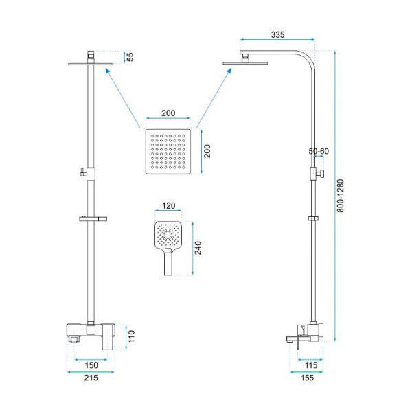 Душевая система с изливом REA Fort Black mat (REA-P9861) Душевая система с изливом REA Fort Black mat (REA-P9861)