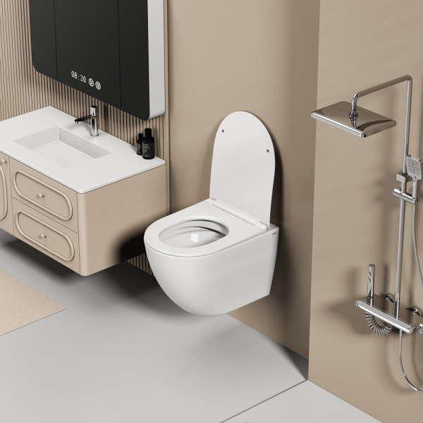 Унитаз подвесной Abber Ultra с ультратонким ободком белый (AC1301)