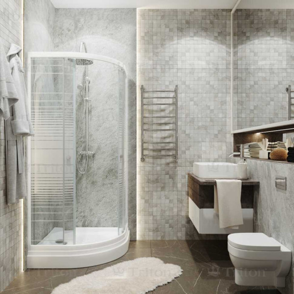 Душевой уголок Triton 100*100 А стекло полосы, профиль белый (DK164_2)