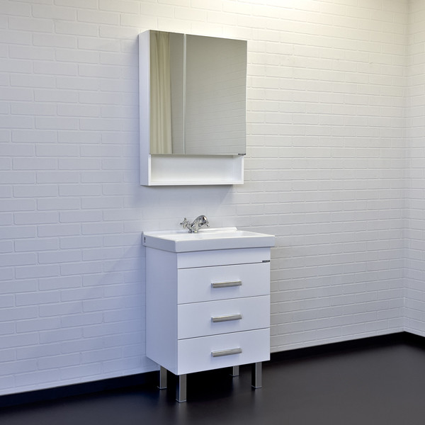 Тумба напольная Comforty Монако 600x860x400 белый глянцевый с раковиной (00-00001499)