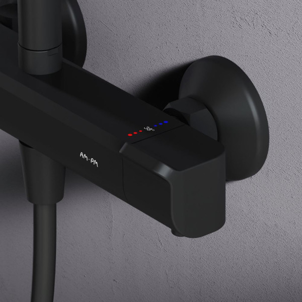 Душевая система AM.PM Func см-ль с ТМС, душ.штанга, верхн. душ квадр., ручн.душ, черный (F078F422)