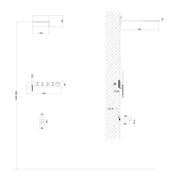 Душевая система Abber Rund с изливом сатин (AF8753SP)