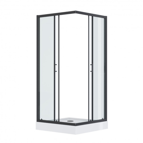 Душевой уголок Santek Вэлия 90x90x195 стекло (прозрачное, профиль черный (1WH501789)