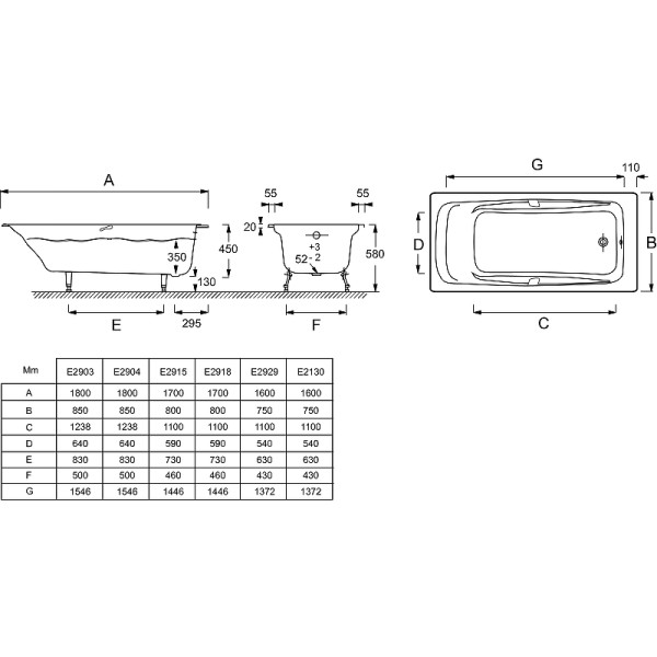 Ванна чугунная Jacob Delafon Repos 185x85 белая (E2904-S-00) Ванна чугунная Jacob Delafon Repos 185x85 белая (E2904-S-00)