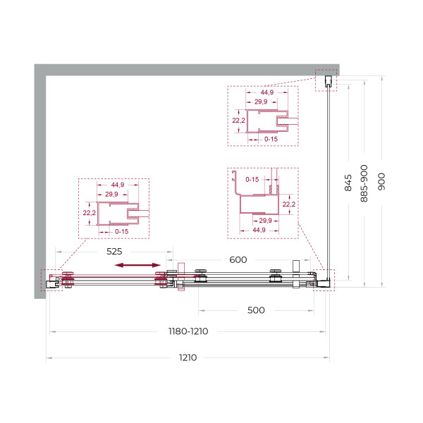 Душевой уголок BelBagno Marino 120x90x195 стекло прозрачное, профиль оружейная сталь матовая (MARINO-2-AH-1-120/90-C-GM)
