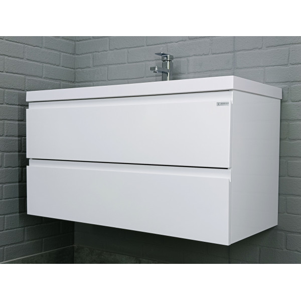 Тумба подвесная под умывальник Bazis 100 Graffo белый глянец В2 Домино (DGr2403T)