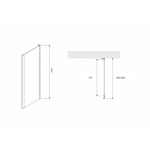 Душевое ограждение Abber Komfort 90x200 стекло прозрачное, профиль черный (S92B) Душевое ограждение Abber Komfort 90x200 стекло прозрачное, профиль черный (S92B)
