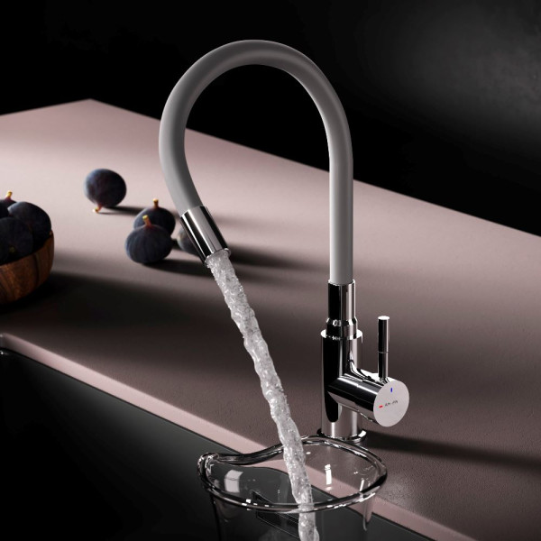 Смеситель для кухни AM.PM X-Joy S с гибким изливом серый/хром (F85B07605)