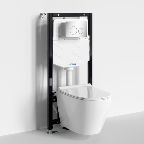 Комплект инсталляция с унитазом WasserKRAFT Aller с клавишей смыва хром c сиденьем дюропласт (10TLT.010.ME.CH02.H002)