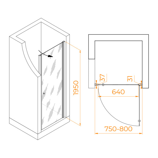 Душевая дверь RGW Dolphin 80x195 стекло прозрачное, профиль хром (54930308-11) Душевая дверь RGW Dolphin 80x195 стекло прозрачное, профиль хром (54930308-11)