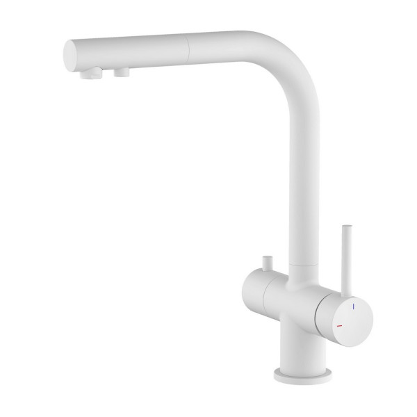 Смеситель для кухни Timo Saona 2356/16FL с подключением фильтра и выдвижной лейкой, белый (2356/16FL) Смеситель для кухни Timo Saona 2356/16FL с подключением фильтра и выдвижной лейкой, белый (2356/16FL)