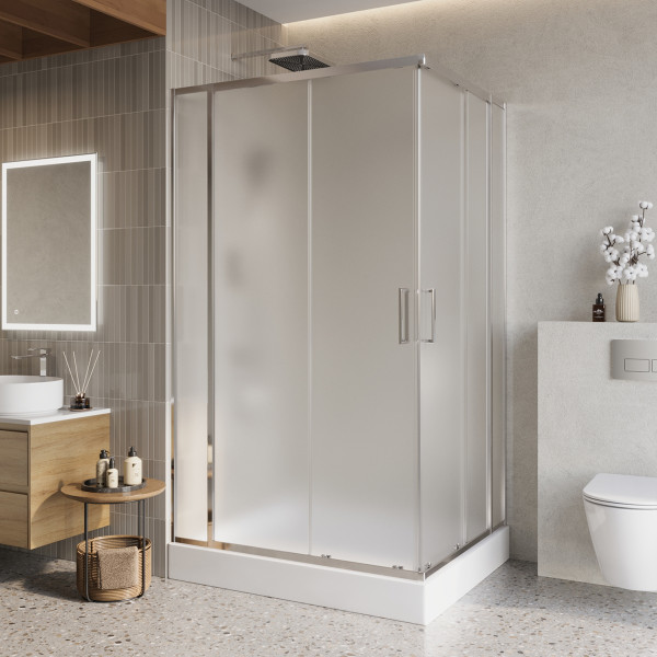 Душевой уголок BelBagno Luce 120x100x195 стекло матовое, профиль хром (LUCE-AH-22-120/100-P-Cr) Душевой уголок BelBagno Luce 120x100x195 стекло матовое, профиль хром (LUCE-AH-22-120/100-P-Cr)