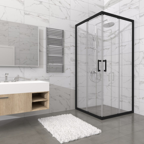Душевой уголок Triton Фикс-Блэк 80x80  стекло прозрачное, профиль черный (DK444)