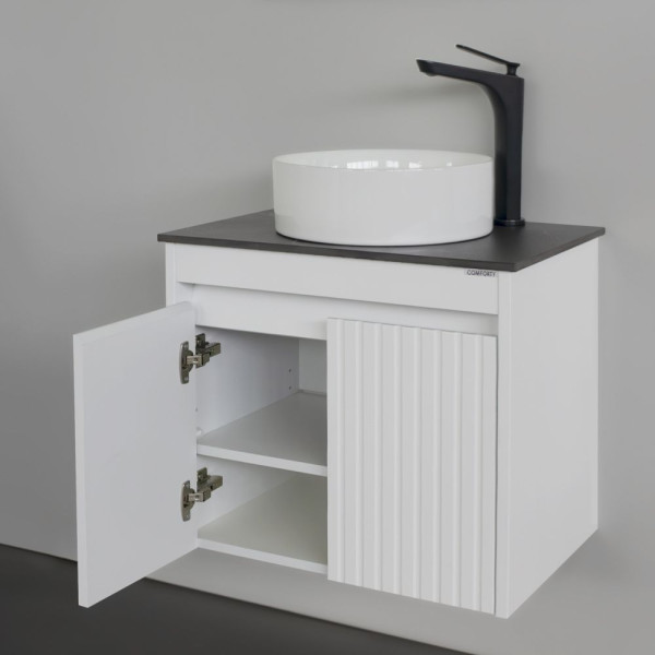 Тумба подвесная Comforty Геленджик 600x530x400 белый матовый с раковиной (00-00019069)