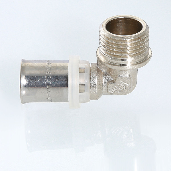 Соединение угловое 16*1/2"Н Valtec (пресс, никель) (VTm.253.N.001604)