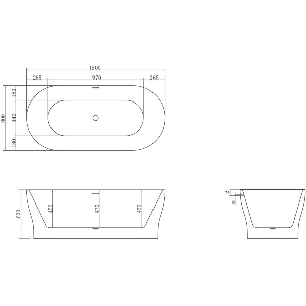 Ванна акриловая Belbagno 150х80 белая (BB405-1500-800)