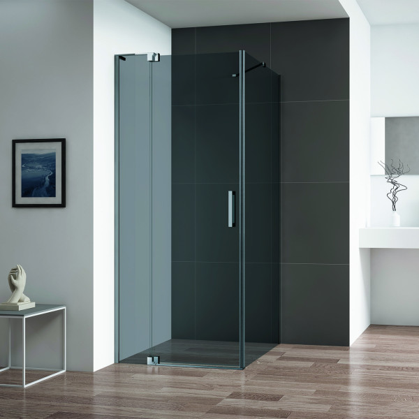 Душевой уголок Cezares Slider 80x80x195 стекло тонированное (графит), профиль оружейная сталь (SLIDER-AH-1-80-80/90-GRIGIO-GM)