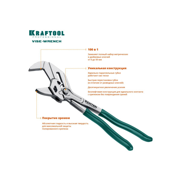 Клещи переставные-гаечный ключ Vise-Wrench 250 мм Kraftool (22065) Клещи переставные-гаечный ключ Vise-Wrench 250 мм Kraftool (22065)
