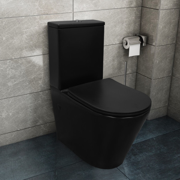 Унитаз напольный Azario Black Queen с сиденьем с микролифтом черный (AZ-8380) Унитаз напольный Azario Black Queen с сиденьем с микролифтом черный (AZ-8380)