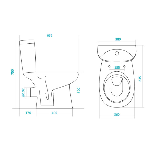 Унитаз-компакт Santek Анимо 635х380х750 (1WH302132)