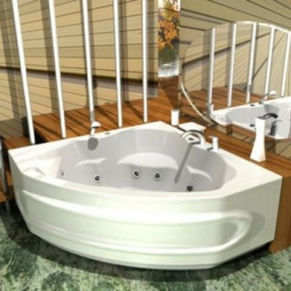 Ванна акриловая Акватек Сириус 164х164 на каркасе, с фронтальным экраном, слив-перелив