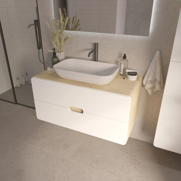 Тумба подвесная 1Marka Vortex  1000x500x50 (орех лучистый солнечный/монолит айсберг) (Ц0000033060)