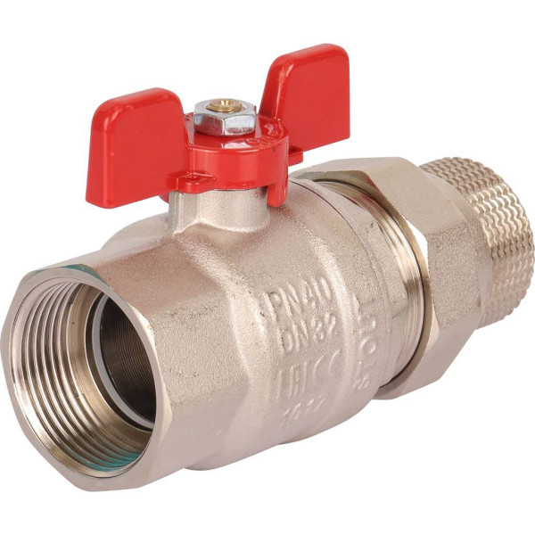 Кран 1 1/4" шаровый со сгоном Stout ГОСТ (красная бабочка, полнопроходной, EPDM) SVB-1007-200032 Кран 1 1/4" шаровый со сгоном Stout ГОСТ (красная бабочка, полнопроходной, EPDM) SVB-1007-200032