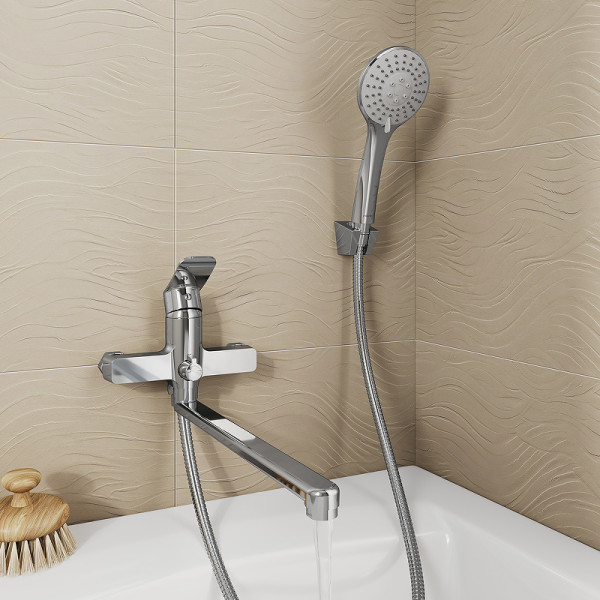 Смеситель для ванны и душа Milardo Demi с душевым комплектом, хром (DEMSB00M10) Смеситель для ванны и душа Milardo Demi с душевым комплектом, хром (DEMSB00M10)