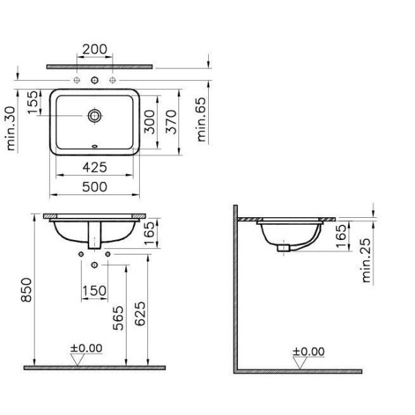 Раковина врезная Vitra S 20 50х37 (5474B003-0618)