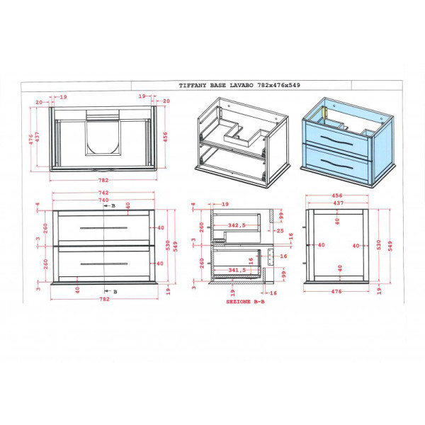 Тумба подвесная Cezares Tiffany 74x55 Bianco Opaco (54948)