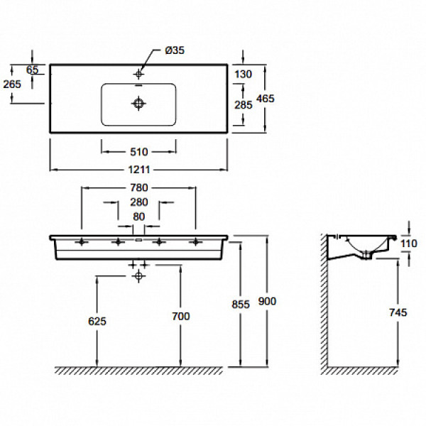 Раковина встраиваемая Jacob Delafon Vox 121,1x46,5 белая (EB2101-DD1)