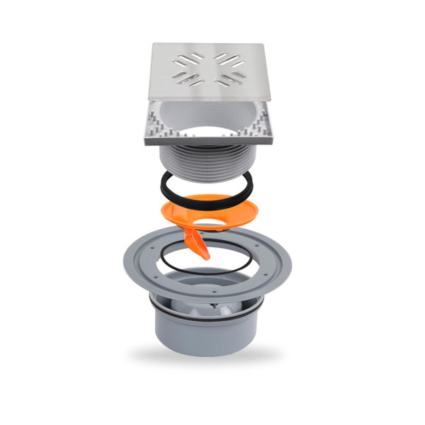 Трап для душа вертикальный с решеткой Metaleks Linia 10x10 см с сухим затвором, выход 50 мм (11.13)