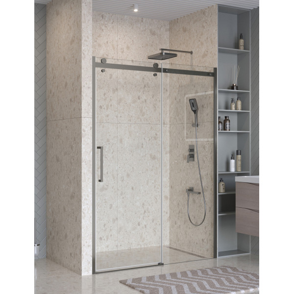 Душевая дверь BelBagno Marino 150x195 стекло прозрачное, профиль оружейная сталь матовая (MARINO-2-BF-1-150-C-GM)