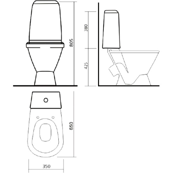 Унитаз-компакт Sanita Кама стандарт 650х320х805 с сиденьем полипропилен, косой выпуск Унитаз-компакт Sanita Кама стандарт 650х320х805 с сиденьем полипропилен, косой выпуск