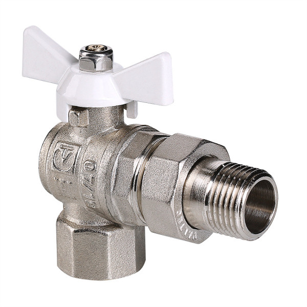 Кран угловой 1/2" шаровый со сгоном Valtec Base (белая бабочка) VT.228.NW.04 Кран угловой 1/2" шаровый со сгоном Valtec Base (белая бабочка) VT.228.NW.04