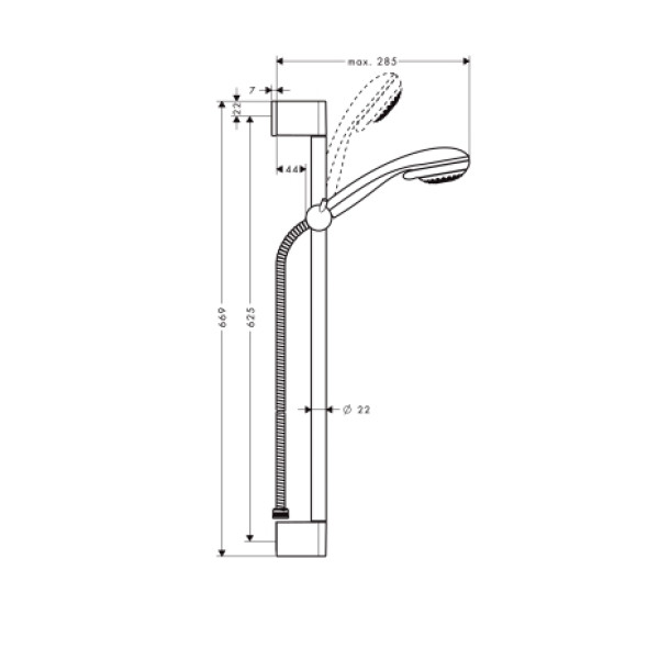 Гарнитур душевой Hansgrohe Crometta 85 Multi/Unica 65 см (27767000)