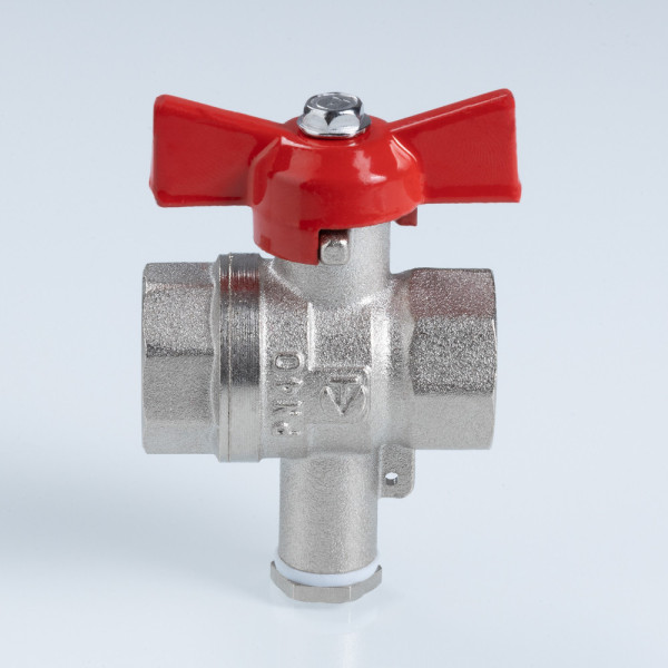 Кран 1/2"хМ10 ВВ шаровый Valtec Стандарт никелированный (ГОСТ) для подключения датчика температуры (красная бабочка) VT.128.N.04 Кран 1/2"хМ10 ВВ шаровый Valtec Стандарт никелированный (ГОСТ) для подключения датчика температуры (красная бабочка) VT.128.N.04