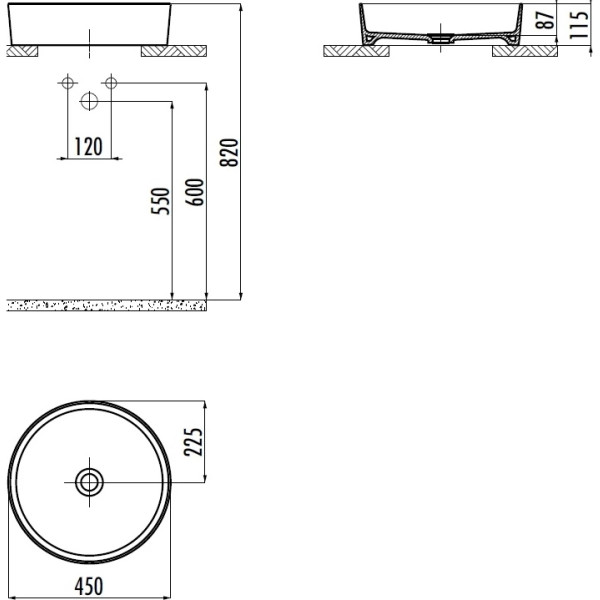 Раковина накладная Creavit Loop 45x45 розовый (LP145-00SK00E-0000)