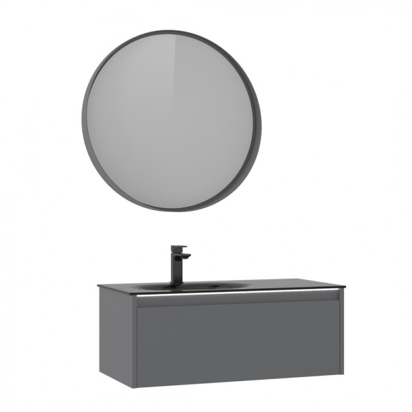 Тумба подвесная Orka Lisbon 900x500x350 с раковиной серый матовый (5001430)