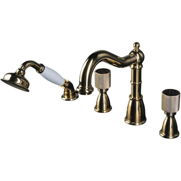 Смеситель на борт ванны Boheme Royal Cristal G (золото) (395-Royal/CRST black)
