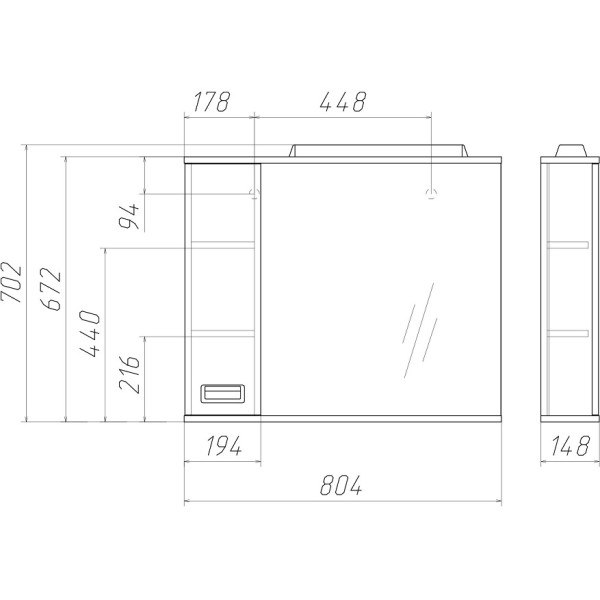 Шкаф зеркальный Домино Cube 80 правый (DC5011HZ) Шкаф зеркальный Домино Cube 80 правый (DC5011HZ)