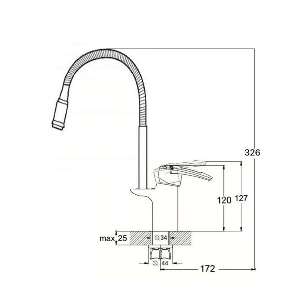 Смеситель для кухни Dlin с гибким изливом хром (D157315-Q)