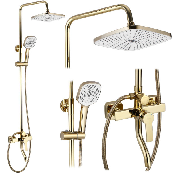 Душевая система с изливом Rea Argus Gold (REA-P7840)