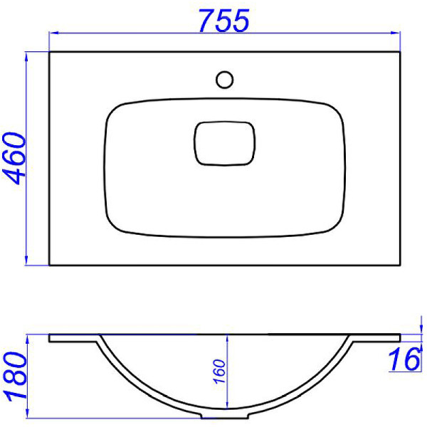 Раковина мебельная Aqwella Malaga 755x460x180 белая (Mal.75.04.D)