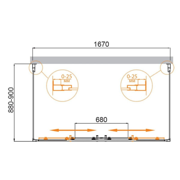 Душевой уголок Cezares Molveno 170x90x195 стекло прозрачное, профиль брашированное золото (MOLVENO-AH-2/2-170/90-C-BORO-IV)