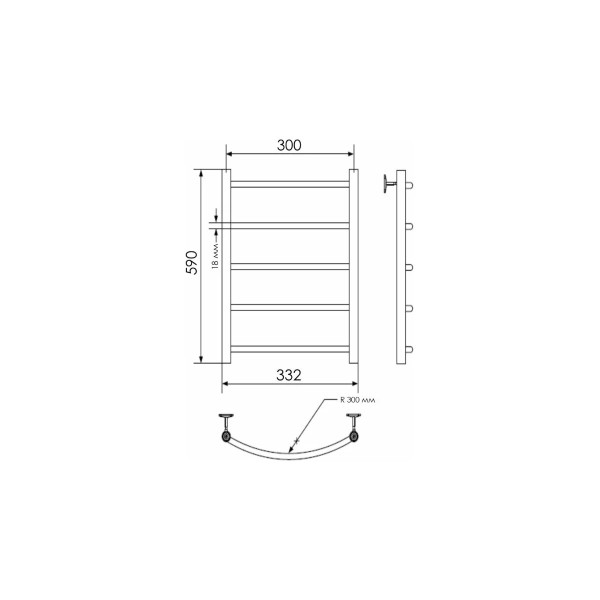 Полотенцесушитель водяной Indigo Arc 450x610 полированный к-1 (LAW60-30)