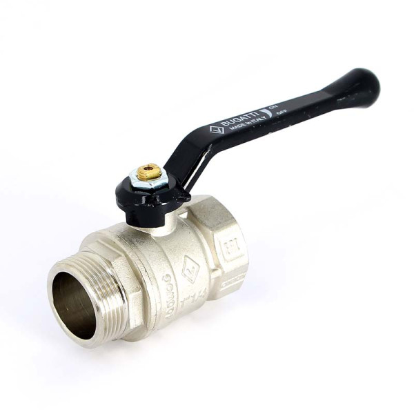 Кран Bugatti 1 1/4" ВН шаровый Arizona 605 (черная ручка) (06050083)