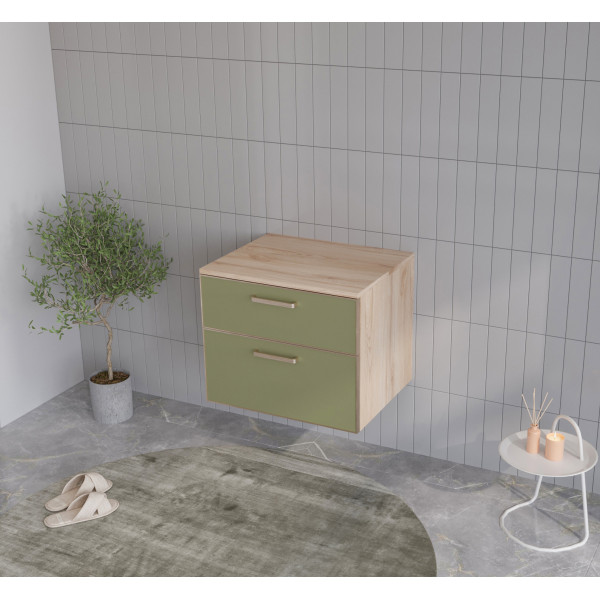 Тумба подвесная Orka Salerno 610x500x520 зеленый матовый, светлое дерево (3008777)