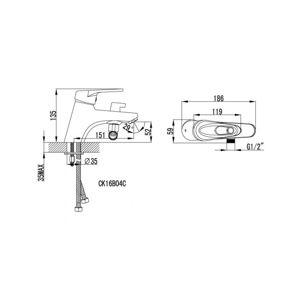 Смеситель для ванны и душа Lemark Luna (LM4115C)